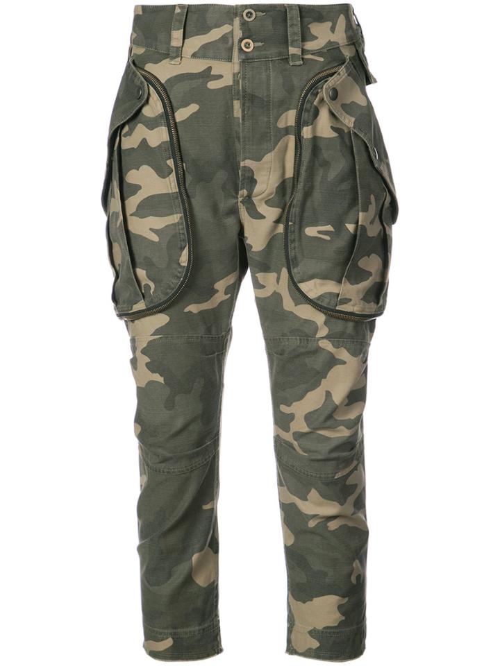 Faith Connexion Camouflage Cropped Trousers - Green