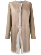 Yves Salomon Collarless Shearling Coat, Women's, Size: 36, Nude/neutrals, Lamb Skin/cashmere/wool/lamb Fur