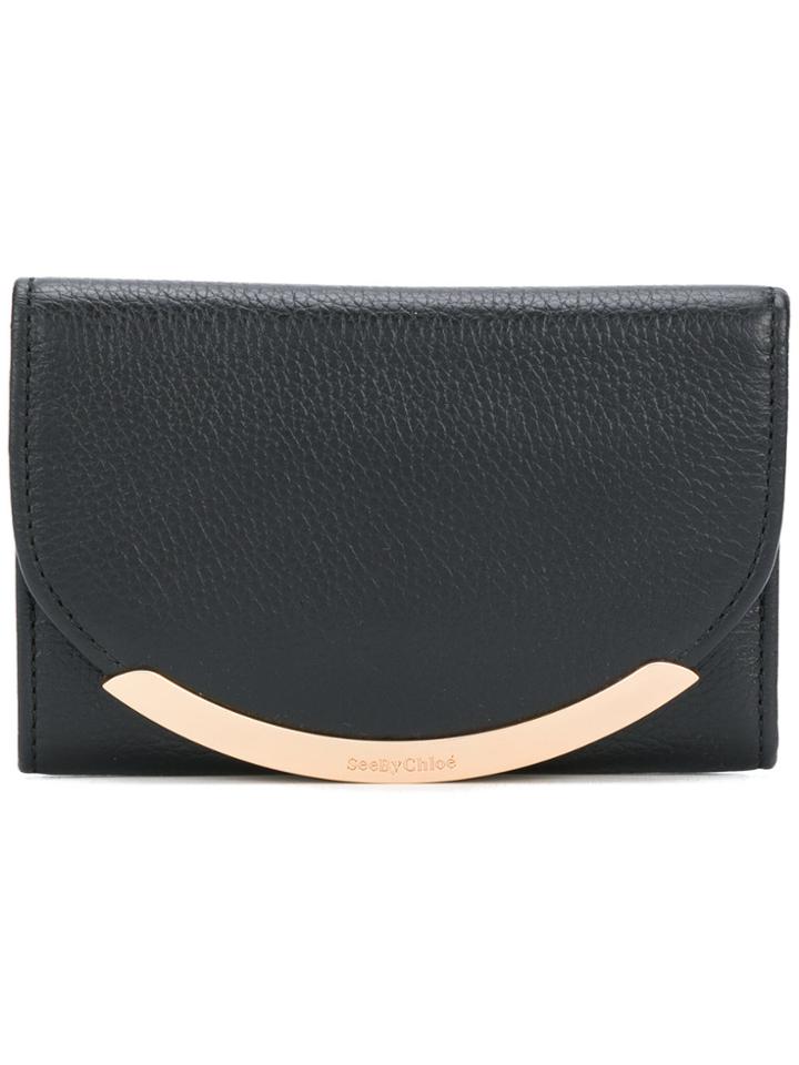 See By Chloé Gold Tone Foldover Purse - Black
