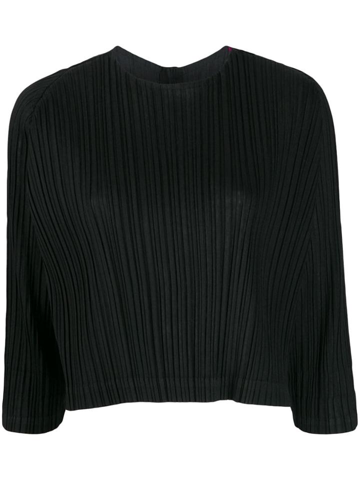 Pleats Please Issey Miyake High-neck Draped Top - Black