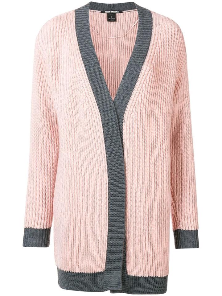Pinko Embellished Colour Block Cardigan - Pink & Purple