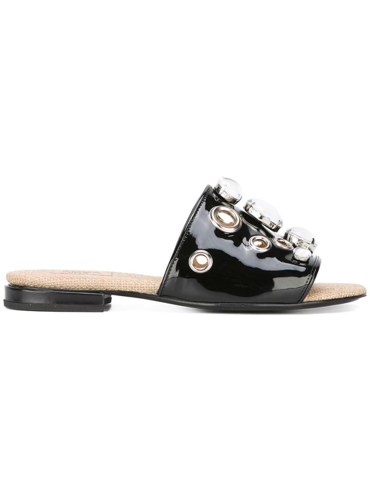Toga Pulla Embellished Flat Sandals - Black