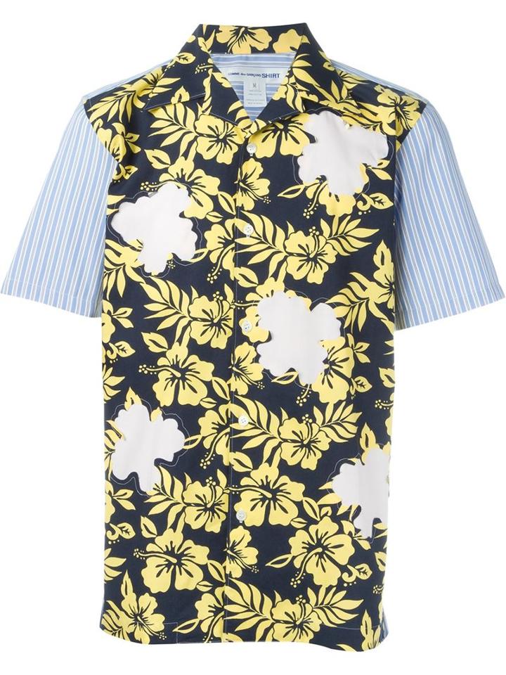 Comme Des Garçons Shirt Floral And Stripe Print Shirt