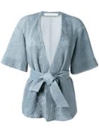 Drome Belted Kimono Jacket, Women's, Size: Small, Blue, Lamb Fur/cupro