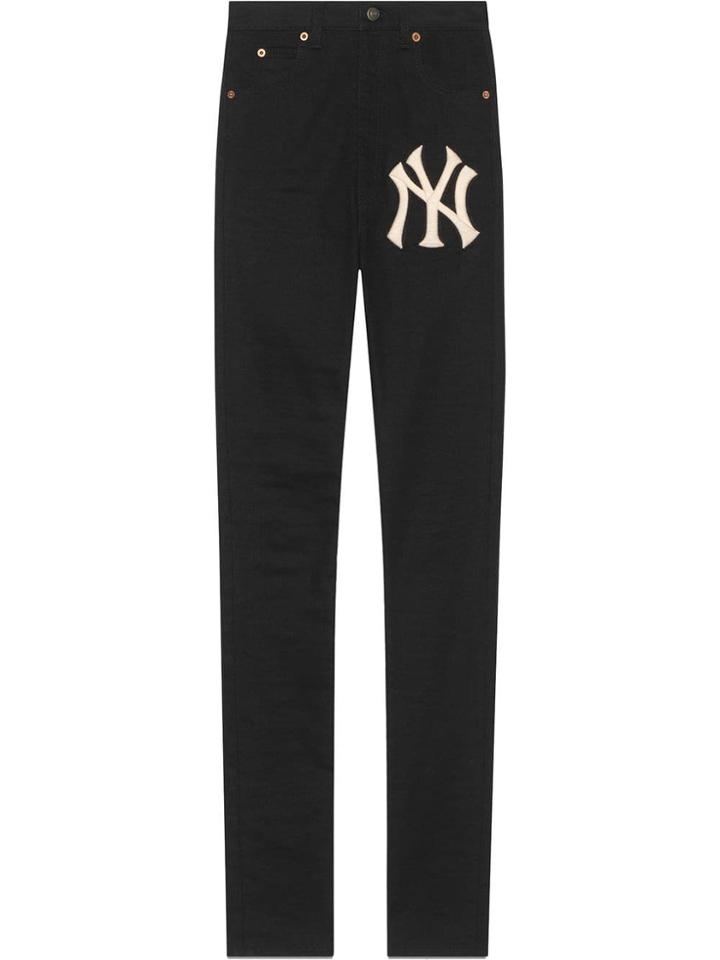 Gucci Denim Skinny Pants With Ny Yankees&trade; Patch - Black