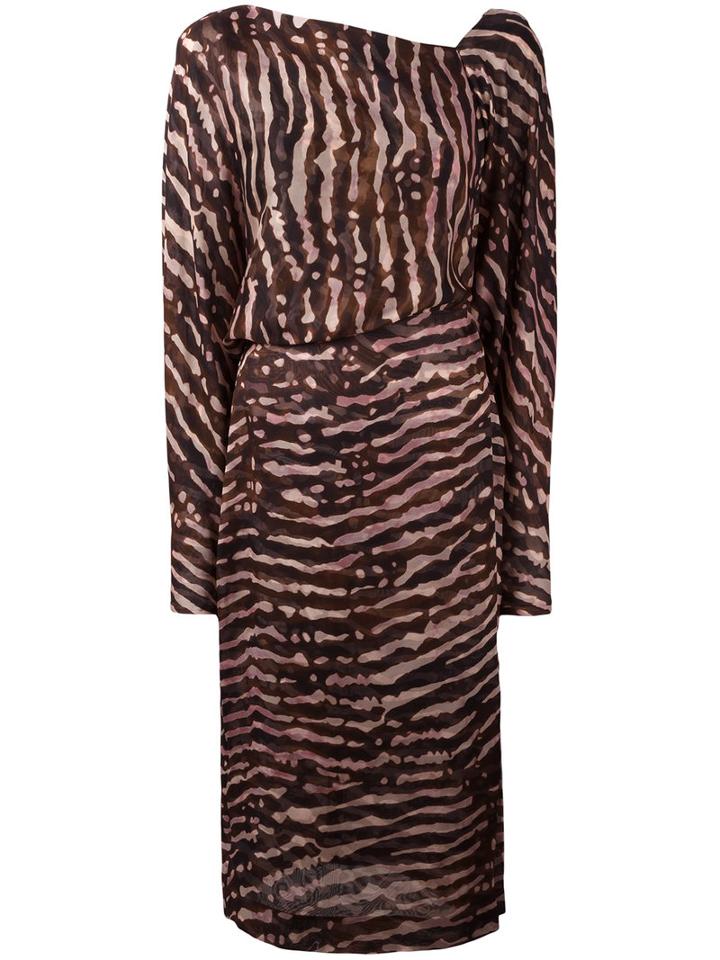 Tom Ford V-back Midi Dress, Women's, Size: 40, Brown, Silk