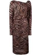 Tom Ford V-back Midi Dress, Women's, Size: 40, Brown, Silk