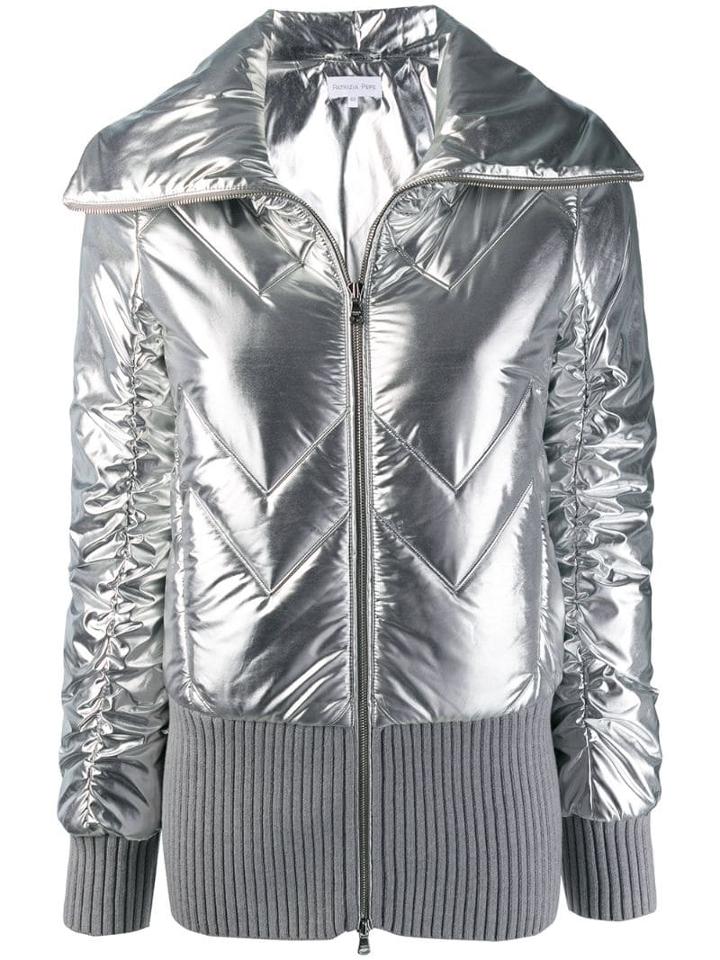 Patrizia Pepe Ribbed Hem Jacket - Silver