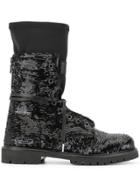 Rta Sequins Lace-up Boots - Black