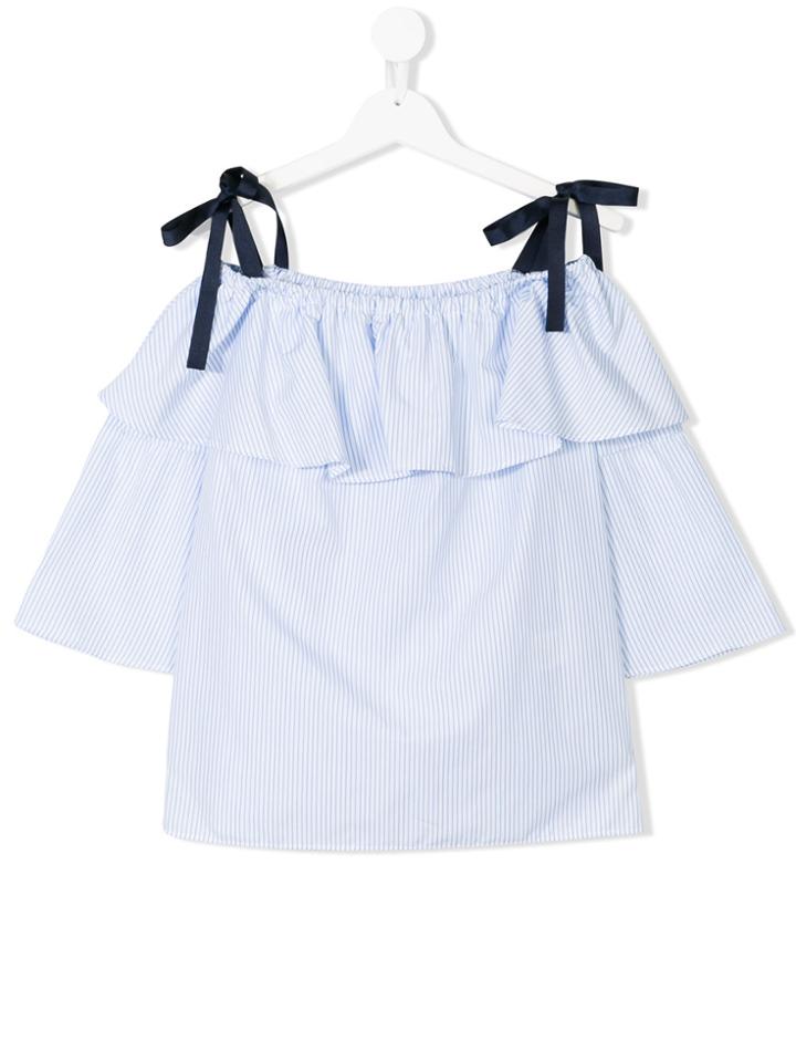 Elsy Striped Off Shoulder Top - Blue