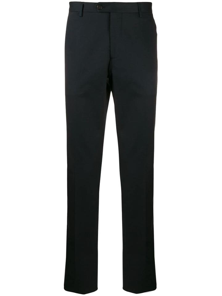 Etro Creased Straight Leg Trousers - Blue