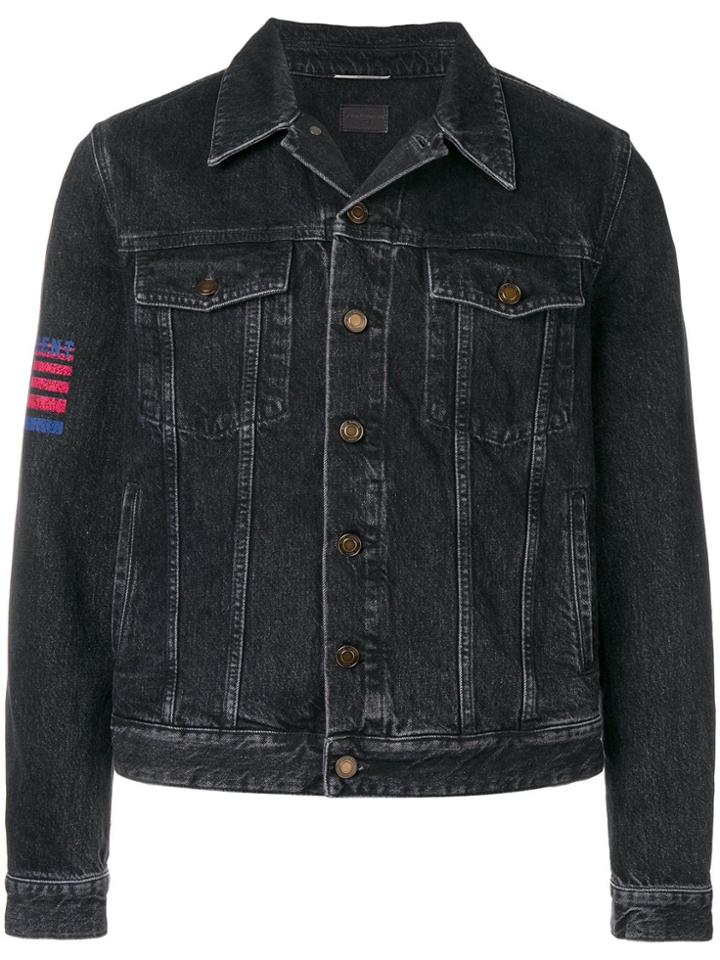 Saint Laurent Side Logo Denim Jacket - Black