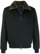 Corneliani Fur Collar Zipped Jacket - Blue