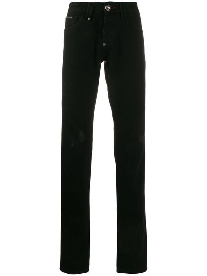 Philipp Plein Distressed Straight Cut Jeans - Black