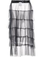 Area Di Barbara Bologna Ruffled Sheer Skirt, Women's, Grey, Polyamide