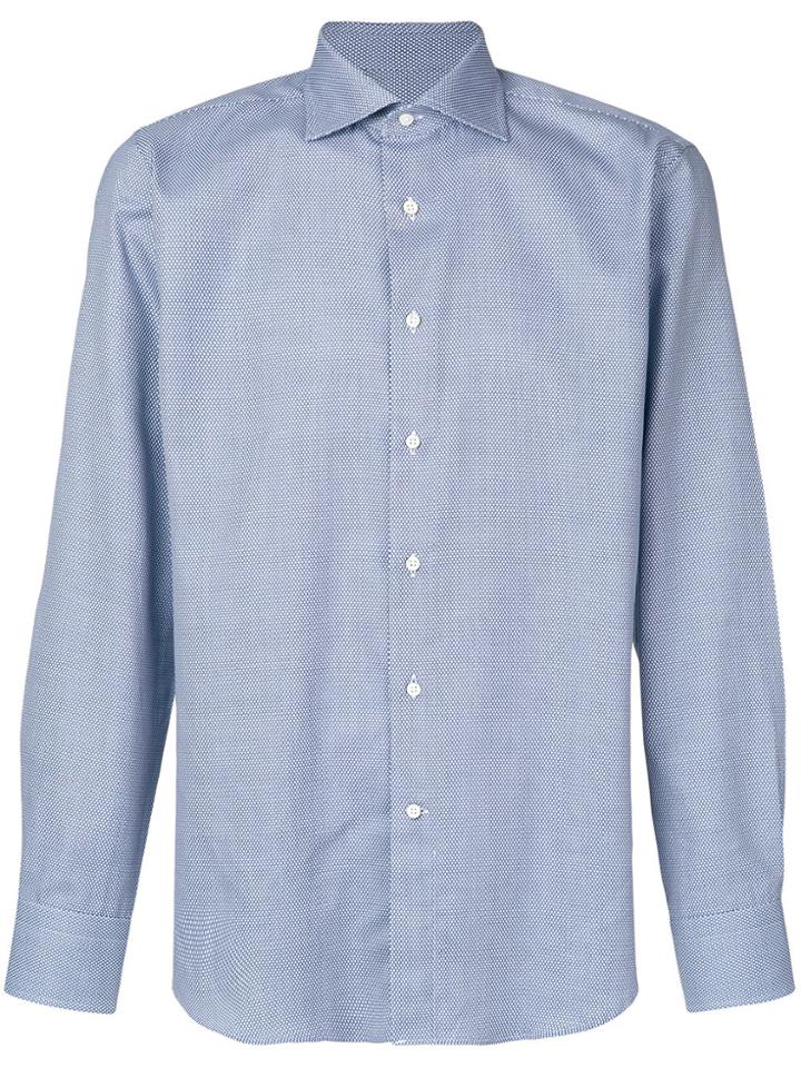 Canali Geometric Print Shirt - Blue