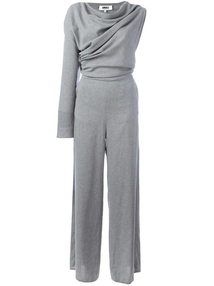 Mm6 Maison Margiela One-sleeve Jumpsuit, Women's, Size: 42, Grey, Viscose
