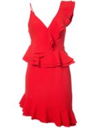 C/meo Asymmetric Ruffle Dress - Red