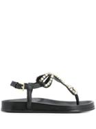 Twin-set Crystal Studded Strap Sandals - Black