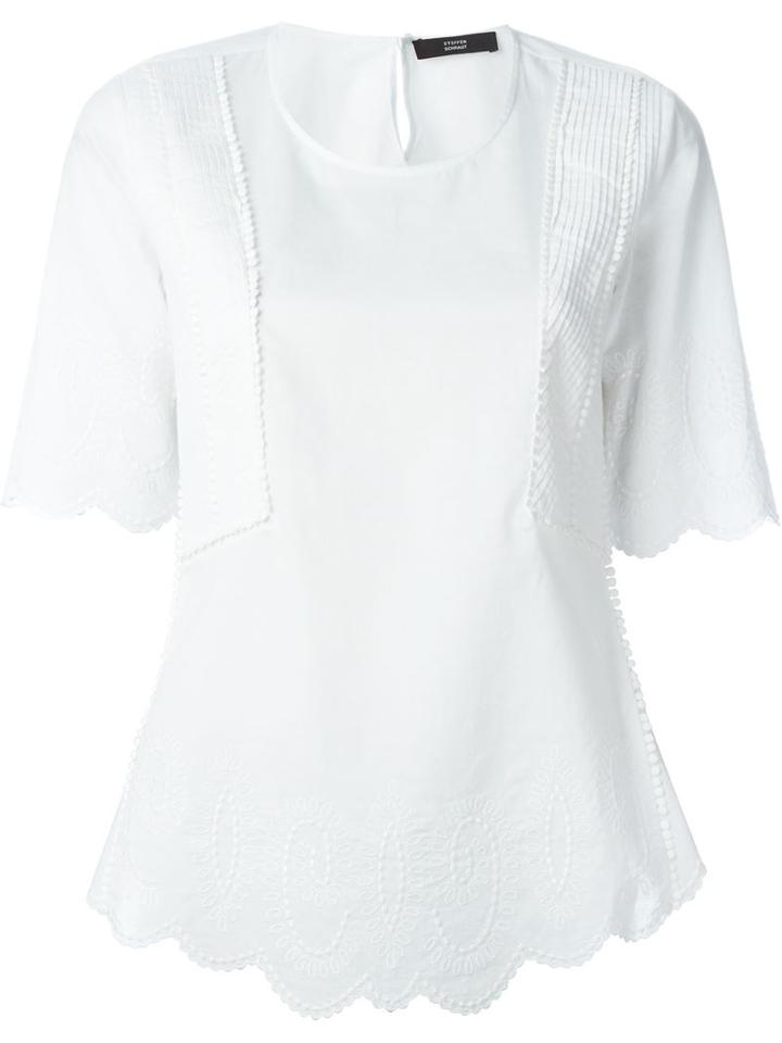 Steffen Schraut Scalloped Hem Blouse, Women's, Size: 40, White, Cotton