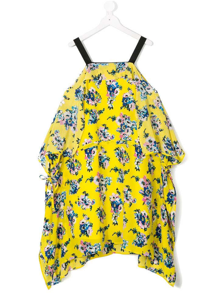 Msgm Kids Floral Print Dress - Yellow & Orange