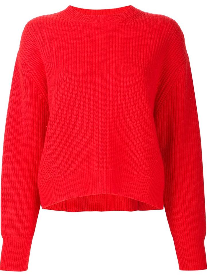 Sea Ribbed Wide Fit Jumper, Women's, Size: Small, Red, Cashmere/wool