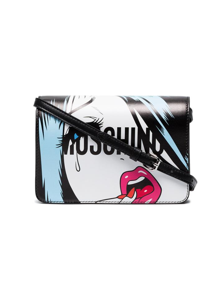 Moschino Black Cartoon Face Leather Cross Body Bag
