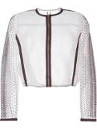 Aviù Mesh Contrast Trim Cropped Jacket, Women's, Size: M, White, Polyester/spandex/elastane