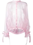 Antonio Berardi Mandarin Neck Sheer Shirt, Women's, Size: 40, Pink/purple, Silk