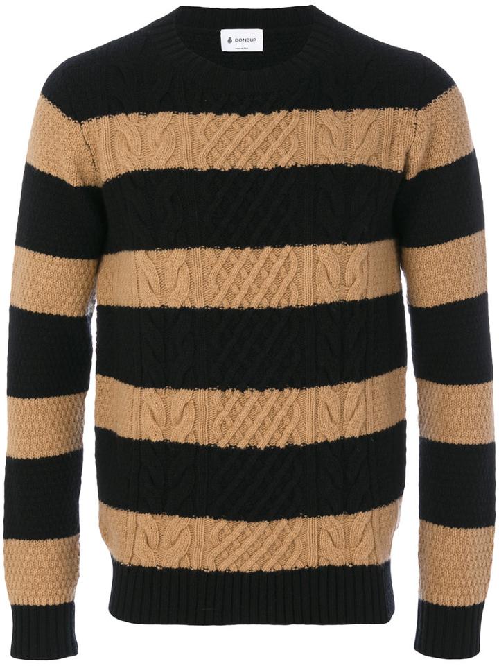 Dondup - Cable Knit Striped Jumper - Men - Merino - M, Nude/neutrals, Merino