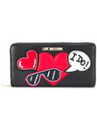 Love Moschino Heart Embellished Long Wallet - Black