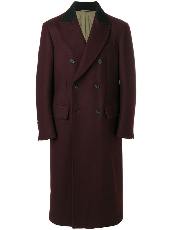 Joseph Twill Double Breasted Overcoat - Pink & Purple