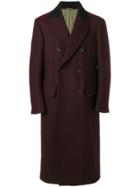 Joseph Twill Double Breasted Overcoat - Pink & Purple