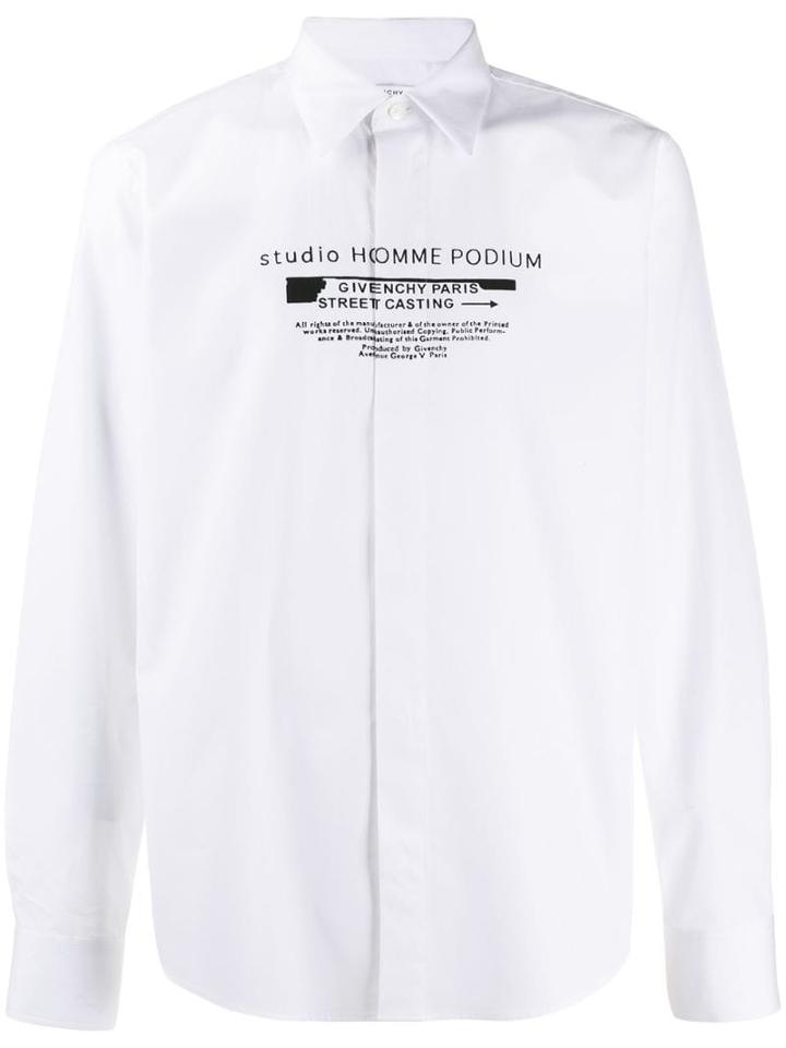 Givenchy Printed Slogan Poplin Shirt - White