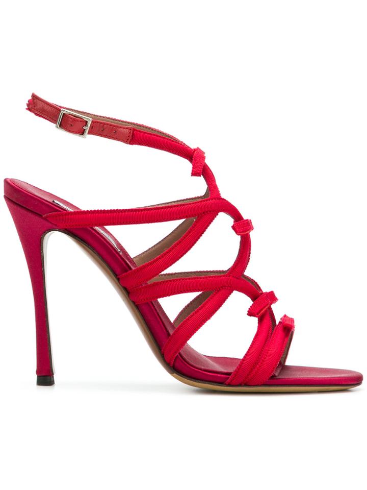Tabitha Simmons Strappy Stiletto Sandals - Red