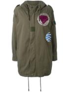 Saint Laurent Military Parka Patch Coat, Women's, Size: 40, Green, Cotton/polyester