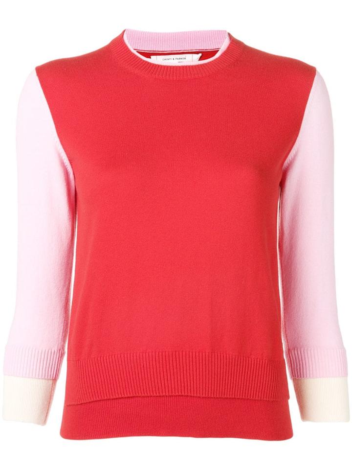 Chinti & Parker Contrast Panel Sweatshirt - Red