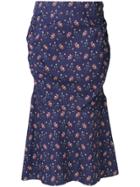 Teija Floral Print Ruched Skirt - Blue