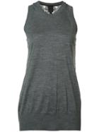 Vera Wang Lace Back Tank Top, Women's, Size: Medium, Grey, Silk/nylon/wool