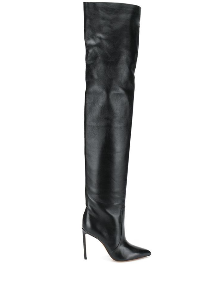 Francesco Russo Over The Knee Stiletto Boots - Black