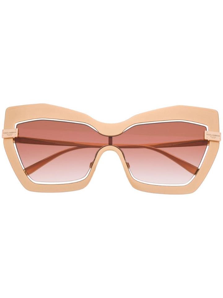 Dolce & Gabbana Eyewear Logo Plaque Sunglasses - Gold