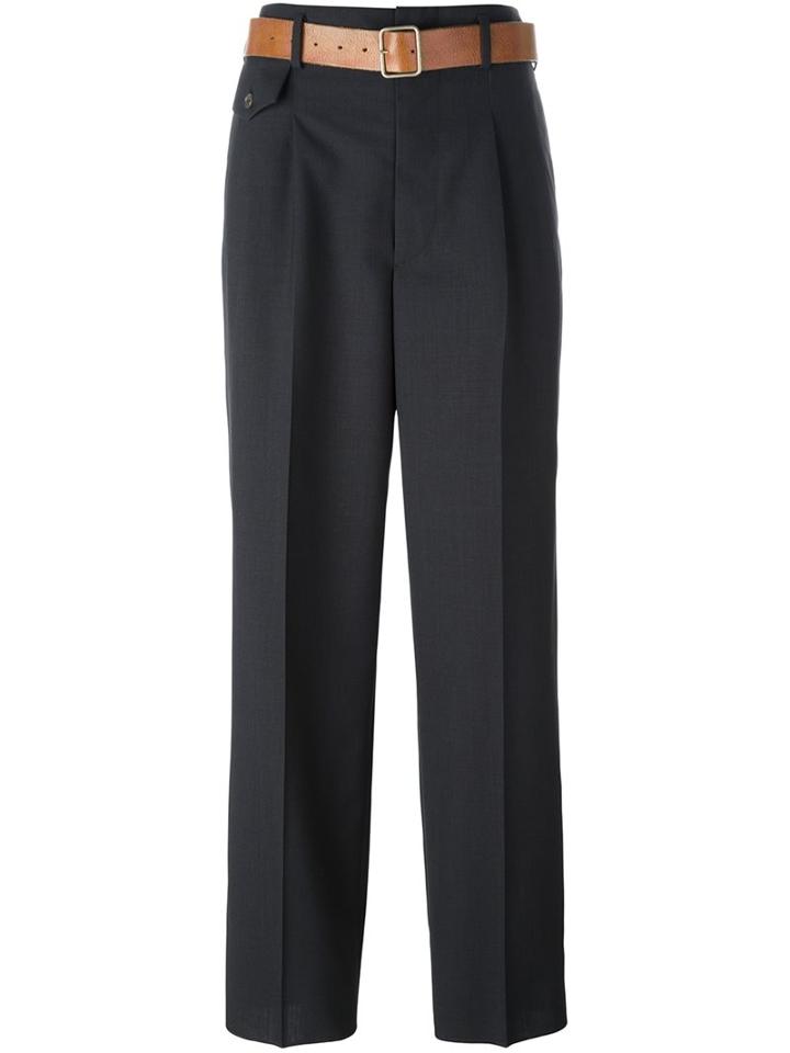 Golden Goose Deluxe Brand Belted Trousers, Women's, Size: Large, Grey, Cotton/cupro/virgin Wool