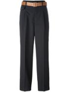 Golden Goose Deluxe Brand Belted Trousers, Women's, Size: Large, Grey, Cotton/cupro/virgin Wool