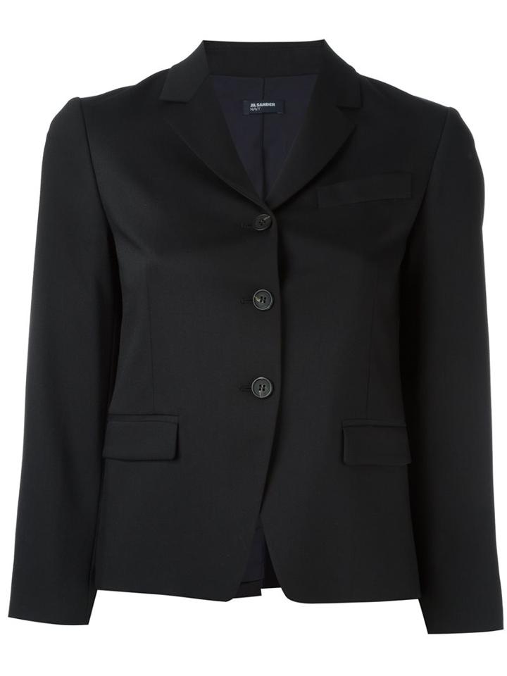 Jil Sander Navy Cropped Blazer, Women's, Size: 34, Black, Polyester/spandex/elastane/wool