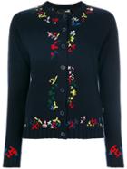 Love Moschino - Contrast Trim Round Neck Cardigan - Women - Polyamide/viscose/cashmere/wool - 38, Blue, Polyamide/viscose/cashmere/wool
