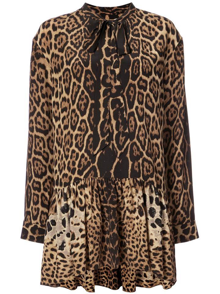Saint Laurent - Lavaliere Mini Dress - Women - Silk - 40, Brown, Silk