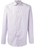 Canali Cell Check Shirt, Men's, Size: 44, Blue, Cotton