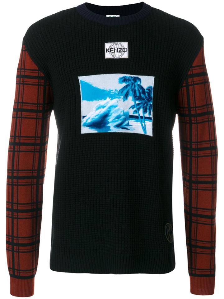 Kenzo Plaid Sleeve Jumper - Black