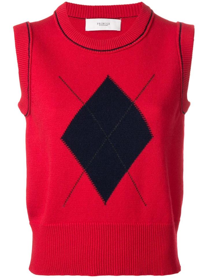 Pringle Of Scotland Argyle Patch Knitted Vest - Red