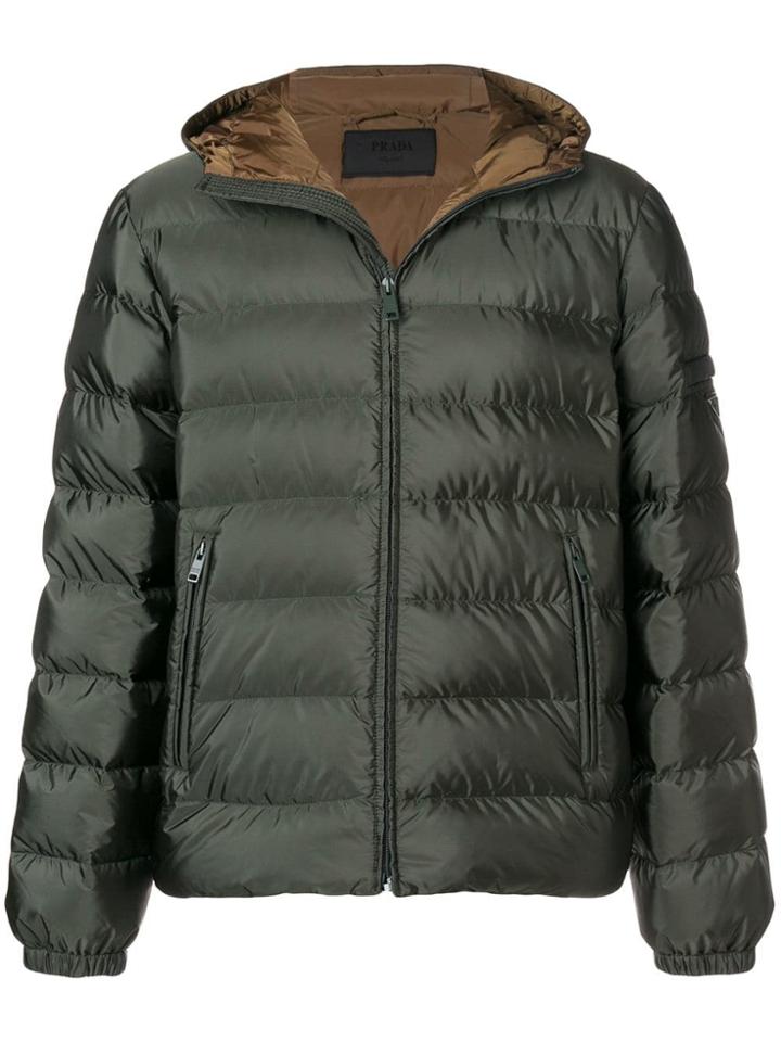 Prada Hooded Padded Jacket - Green